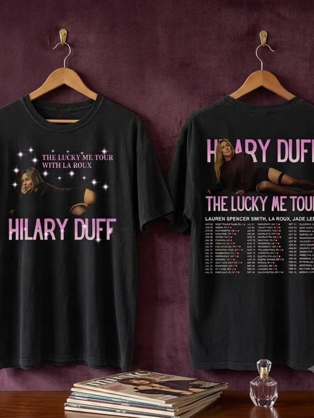 Hilary Duff Lucky Me Tour Graphic Tee - Black